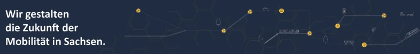  Dunkelblauer Hintergrund mit farblich abgesetzter Sachsenkarte, gelben Sechsecken mit durchgezogener und gestrichelter Linie und weißen Icons und Linien mit Darstellung Mobilität und Vernetzungsgedanke zwischen Standorten, links unten LISt Logo weiß