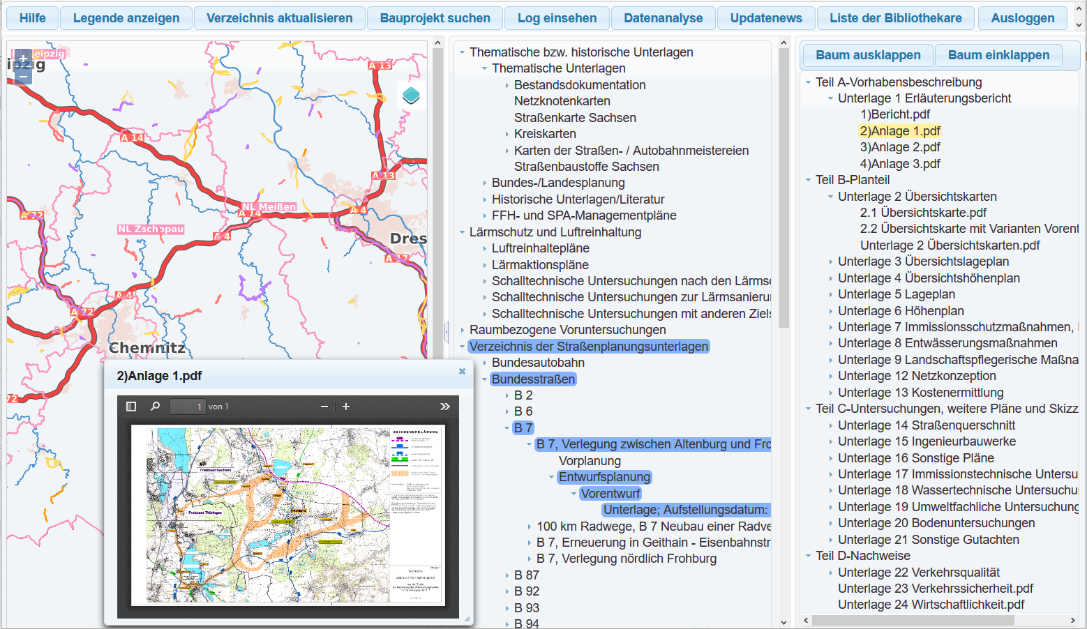 Screenshot von der Oberfläche der Anwendung PlanBibo