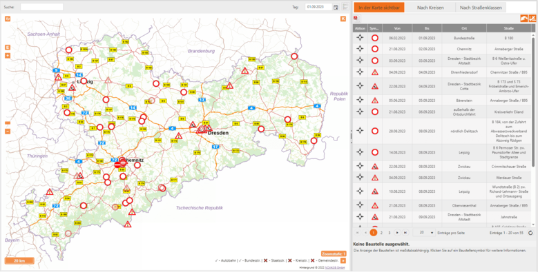Desktop Bildschirm Darstellung der Anwendung Sperrinfosys